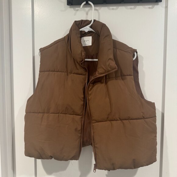 Supre Brown Mini Puffer Vest - Picture 2 of 4